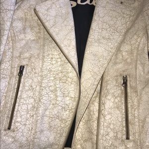 Distressed white/cream leather jacket